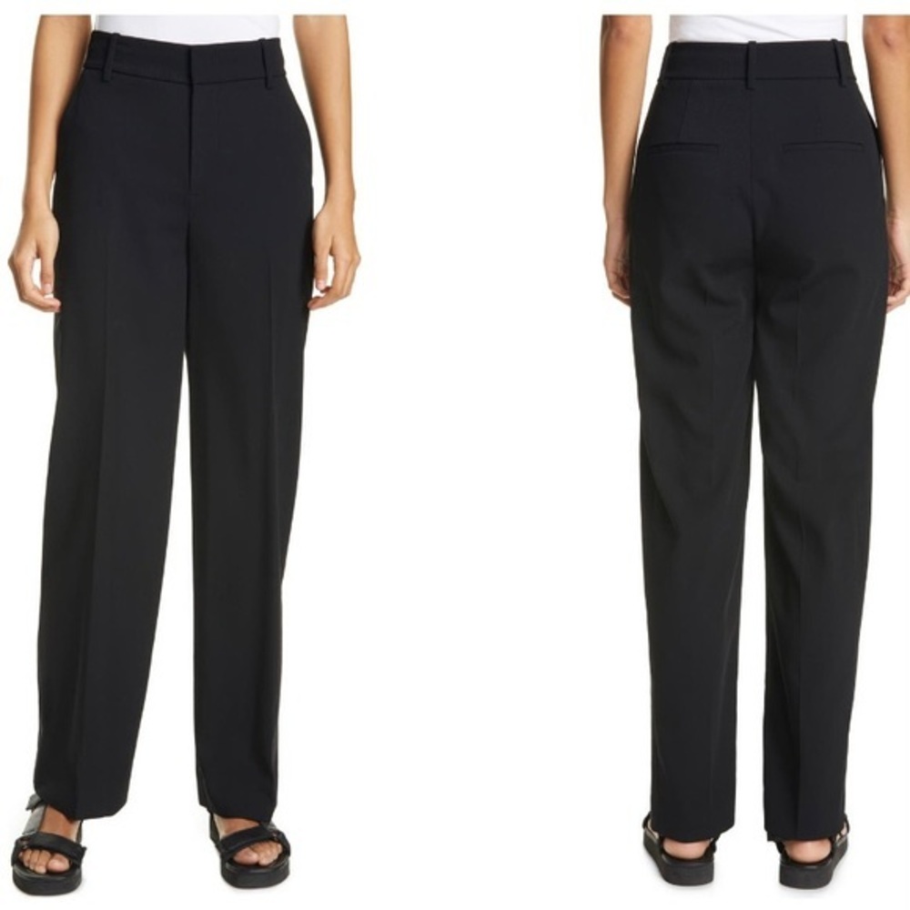 VINCE Straight Leg Wool Blend Trousers in Black Size 6